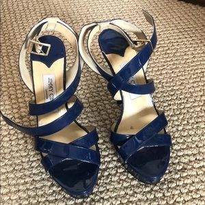 Blue patten leather Jimmy Choos